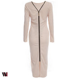 Simple Long Sleeve Skinny Midi Dress