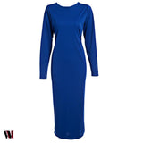 Simple Long Sleeve Skinny Midi Dress