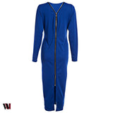 Simple Long Sleeve Skinny Midi Dress