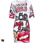 Plus Size Funny Print T Shirt Dress