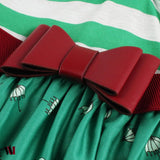 Striped Bowknot Printed Flare Dress