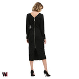 Simple Long Sleeve Skinny Midi Dress