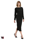 Simple Long Sleeve Skinny Midi Dress