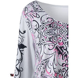 Plus Size Bandana Floral Long Sleeve Top