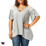 Plus Size Criss Cross Drop Shoulder Tunic T-Shirt