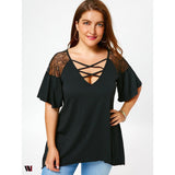 Plus Size Criss Cross Drop Shoulder Tunic T-Shirt