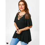 Plus Size Criss Cross Drop Shoulder Tunic T-Shirt