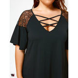 Plus Size Criss Cross Drop Shoulder Tunic T-Shirt