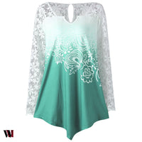 Plus Size Lace Yoke Ombre Top