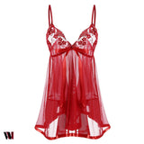 Plus Size Cami Mesh Embroidered Lingerie Dress