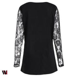 Plus Size Halloween Pumpkin Moon Lace Insert T-Shirt