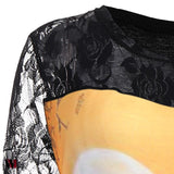 Plus Size Halloween Pumpkin Moon Lace Insert T-Shirt