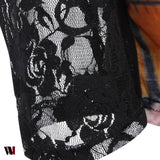 Plus Size Halloween Pumpkin Moon Lace Insert T-Shirt