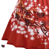 Plus Size Lace Panel Father Christmas Midi Party Dress