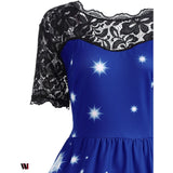 Plus Size Lace Panel Father Christmas Midi Party Dress