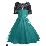 Plus Size Lace Panel Father Christmas Midi Party Dress