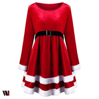 Christmas Plus Size Velvet Long Sleeve Dress