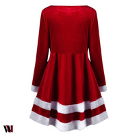 Christmas Plus Size Velvet Long Sleeve Dress