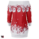 Santa Claus Snowflake Skew Neck Sweatshirt