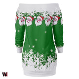 Santa Claus Snowflake Skew Neck Sweatshirt