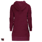 Tunic Hoodie Dress with Pocket and Drawstring