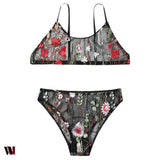 See Thru Embroidered Mesh Bralette Set