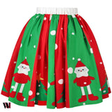 Christmas Snowman Tree Polka Dot Print Skirt