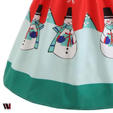 Snowflake Snowman Print Christmas Midi Dress