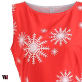 Snowflake Snowman Print Christmas Midi Dress