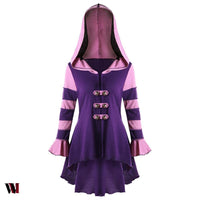 Hooded High Low Double Breasted Corset Coat