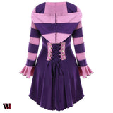 Hooded High Low Double Breasted Corset Coat