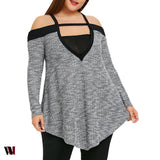 Plus Size Square Neck Marled Tunic Top