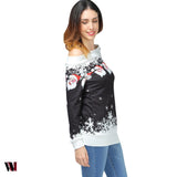 Santa Claus Snowflake Skew Neck Sweatshirt