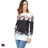 Santa Claus Snowflake Skew Neck Sweatshirt