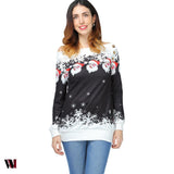 Santa Claus Snowflake Skew Neck Sweatshirt