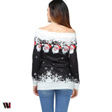 Santa Claus Snowflake Skew Neck Sweatshirt
