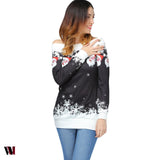 Santa Claus Snowflake Skew Neck Sweatshirt