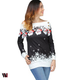 Santa Claus Snowflake Skew Neck Sweatshirt