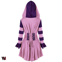 Hooded High Low Double Breasted Corset Coat