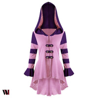 Hooded High Low Double Breasted Corset Coat