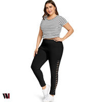 Plus Size Lace Up Leggings with Grommet