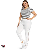 Plus Size Lace Up Leggings with Grommet