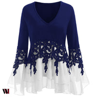 Plus Size Applique Layered Blouse