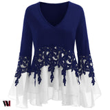 Plus Size Applique Layered Blouse