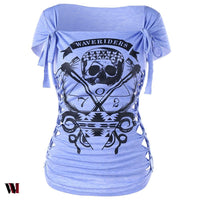 Braided Shredding Skull Print T-shirt