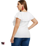 Criss Cross Plus Size Ruffle Insert T-shirt