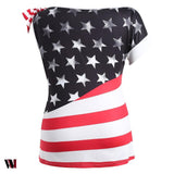 Plus Size Bowknot American Flag T-shirt