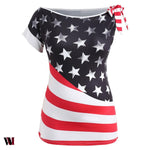 Plus Size Bowknot American Flag T-shirt