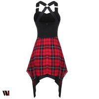 Tartan Print Insert Asymmetrical Dress