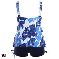 Plus Size Floral Bowknot Embellished Tankini Set